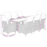 9 Piece Garden Dining Set with Cushions Black Poly Rattan - Close-Up Angle