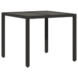 3 Piece Bistro Set with Cushions Black Poly Rattan - Top-Down View