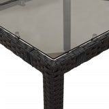 3 Piece Bistro Set with Cushions Black Poly Rattan - Rear View