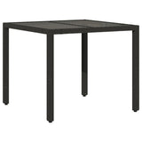 5 Piece Garden Dining Set with Cushions Black Poly Rattan