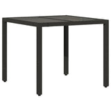 5 Piece Garden Dining Set with Cushions Black Poly Rattan - Top-Down View