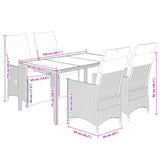 5 Piece Garden Dining Set with Cushions Black Poly Rattan - Close-Up Angle