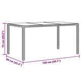 5 Piece Garden Dining Set with Cushions Black Poly Rattan - Extra Image