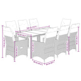 9 Piece Garden Dining Set with Cushions Black Poly Rattan - Close-Up Angle