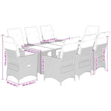 9 Piece Garden Dining Set with Cushions Black Poly Rattan