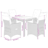 5 Piece Garden Bistro Set with Cushions Grey Poly Rattan - Close-Up Angle