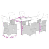 7 Piece Garden Bistro Set with Cushions Grey Poly Rattan - Close-Up Angle