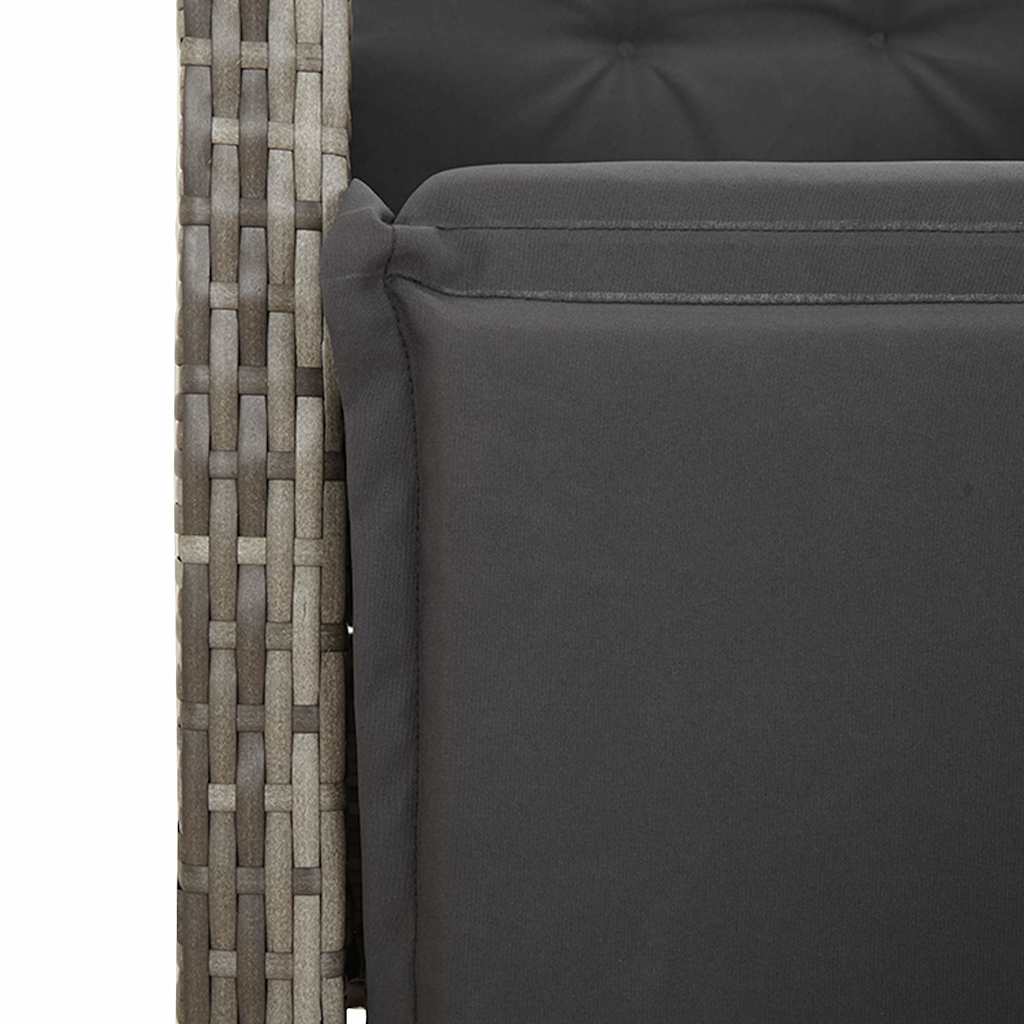9 Piece Garden Bistro Set with Cushions Grey Poly Rattan