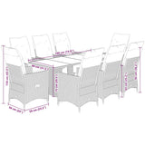 9 Piece Garden Bistro Set with Cushions Grey Poly Rattan