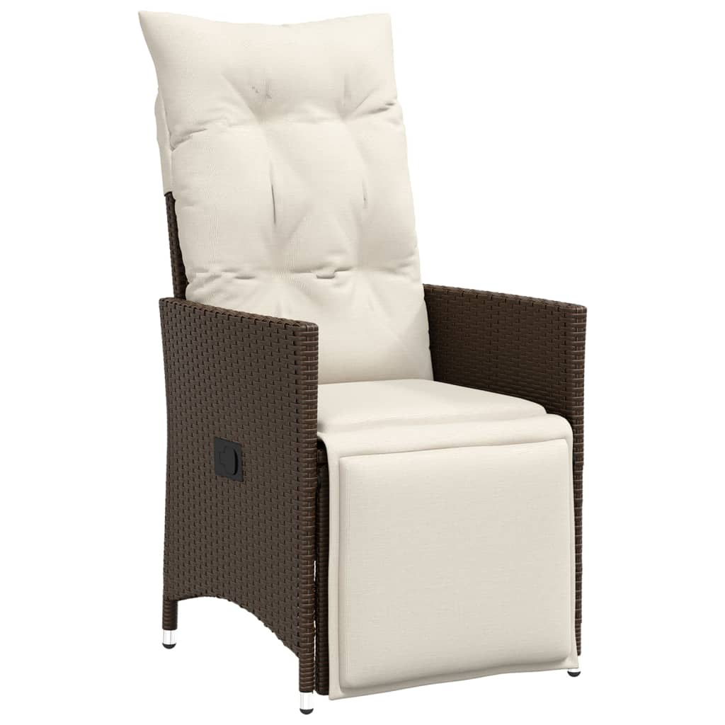 7 Piece Garden Bistro Set with Cushions Brown Poly Rattan