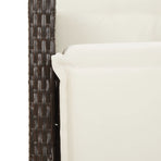 7 Piece Garden Bistro Set with Cushions Brown Poly Rattan