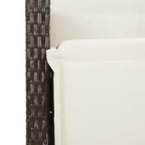 7 Piece Garden Bistro Set with Cushions Brown Poly Rattan - Rear View