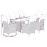 7 Piece Garden Bistro Set with Cushions Brown Poly Rattan