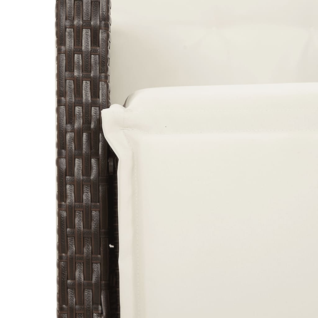 9 Piece Garden Bistro Set with Cushions Brown Poly Rattan