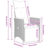 3 Piece Garden Bistro Set with Cushions Black Poly Rattan - Extra Image