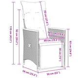 7 Piece Garden Bistro Set with Cushions Black Poly Rattan - Extra Image