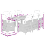 9 Piece Garden Bistro Set with Cushions Black Poly Rattan - Close-Up Angle