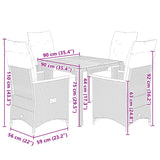 5 Piece Garden Bistro Set with Cushions Grey Poly Rattan - Close-Up Angle