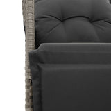 5 Piece Garden Bistro Set with Cushions Grey Poly Rattan - 45-Degree Angle