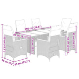 7 Piece Garden Bistro Set with Cushions Grey Poly Rattan