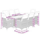 9 Piece Garden Bistro Set with Cushions Grey Poly Rattan - Close-Up Angle