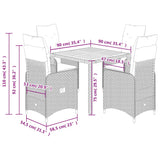5 Piece Garden Bistro Set with Cushions Black Poly Rattan - Close-Up Angle