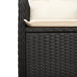 5 Piece Garden Bistro Set with Cushions Black Poly Rattan - Rear View