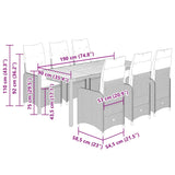 7 Piece Garden Bistro Set with Cushions Black Poly Rattan - Close-Up Angle