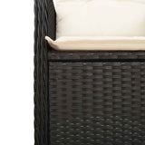 9 Piece Garden Bistro Set with Cushions Black Poly Rattan - Close-Up Angle