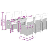 7 Piece Garden Bistro Set with Cushions Black Poly Rattan - Close-Up Angle