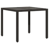 5 Piece Garden Bistro Set with Cushions Black Poly Rattan - Top-Down View
