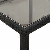 5 Piece Garden Bistro Set with Cushions Black Poly Rattan - Rear View