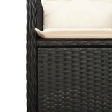 5 Piece Garden Bistro Set with Cushions Black Poly Rattan - 45-Degree Angle