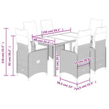 7 Piece Garden Bistro Set with Cushions Black Poly Rattan - Extra Image