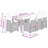 9 Piece Garden Bistro Set with Cushions Black Poly Rattan - Close-Up Angle
