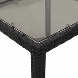 9 Piece Garden Bistro Set with Cushions Black Poly Rattan - Close-Up Angle