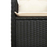 9 Piece Garden Bistro Set with Cushions Black Poly Rattan - 45-Degree Angle