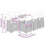 9 Piece Garden Bistro Set with Cushions Black Poly Rattan - Low Angle