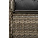 5 Piece Garden Bistro Set with Cushions Grey Poly Rattan - Rear View