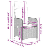 5 Piece Garden Bistro Set with Cushions Grey Poly Rattan - Extra Image