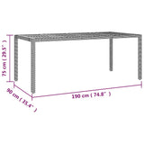 7 Piece Garden Bistro Set with Cushions Grey Poly Rattan - Low Angle