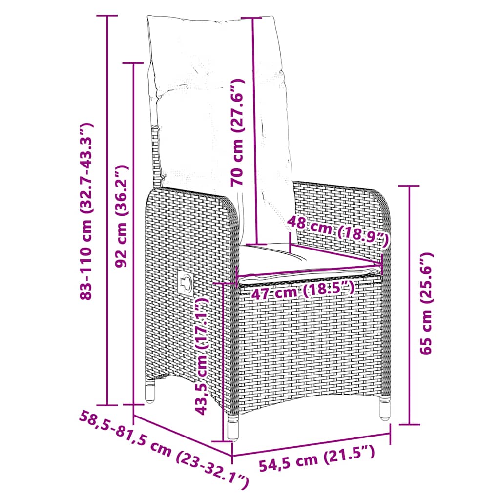 7 Piece Garden Bistro Set with Cushions Grey Poly Rattan