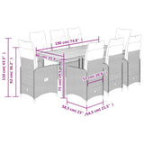 9 Piece Garden Bistro Set with Cushions Grey Poly Rattan