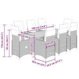 9 Piece Garden Bistro Set with Cushions Grey Poly Rattan