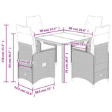 5 Piece Garden Bistro Set with Cushions Grey Poly Rattan