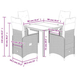 5 Piece Garden Bistro Set with Cushions Grey Poly Rattan - Close-Up Angle