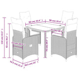 5 Piece Garden Bistro Set with Cushions Grey Poly Rattan - Extra Image