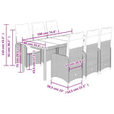 7 Piece Garden Bistro Set with Cushions Grey Poly Rattan - Close-Up Angle