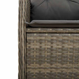 9 Piece Garden Bistro Set with Cushions Grey Poly Rattan - 45-Degree Angle