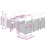 7 Piece Garden Bistro Set with Cushions Grey Poly Rattan